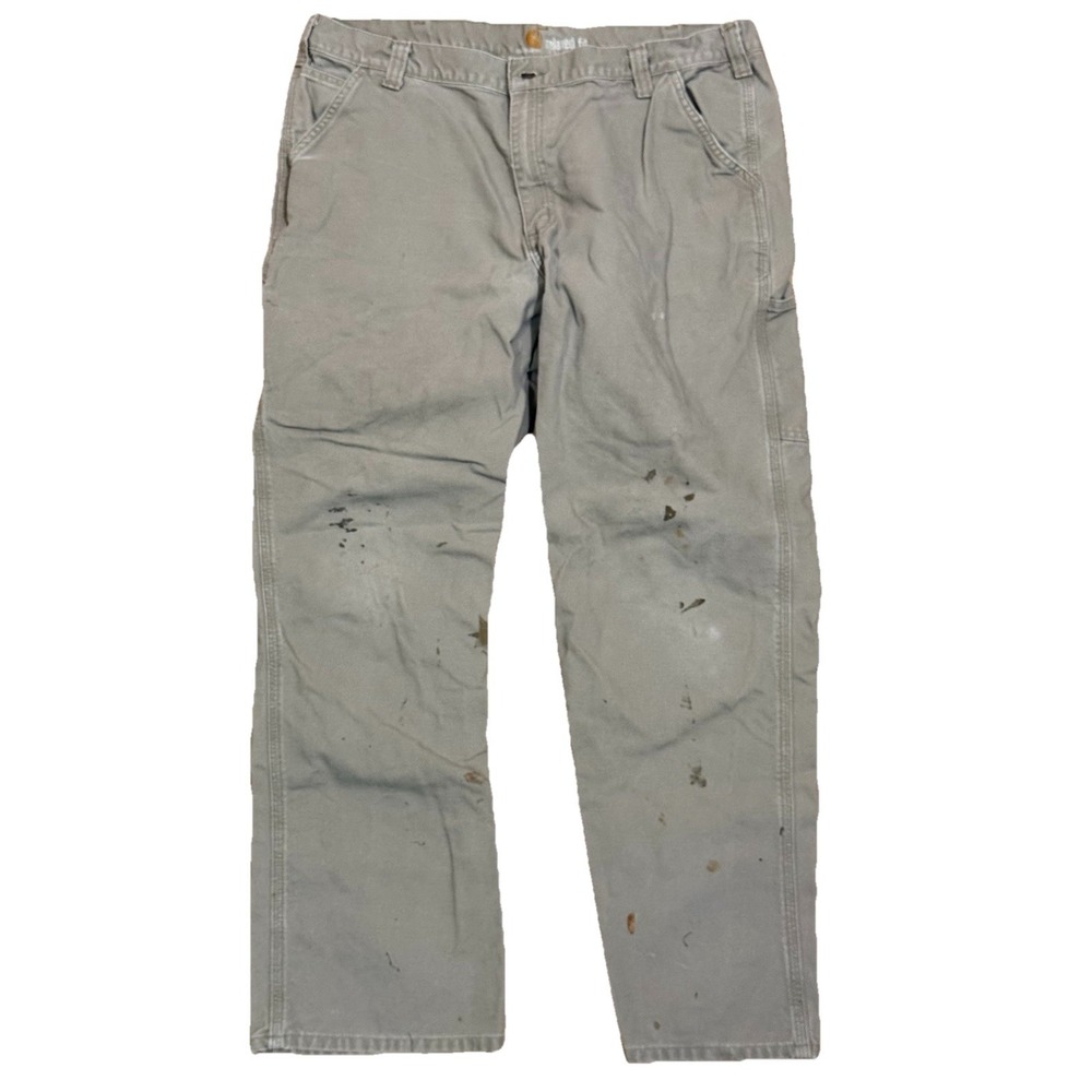 Carhartt Duck Pants Relaxed Fit Work Pants Khaki 42x32 Perfectly Distressed
